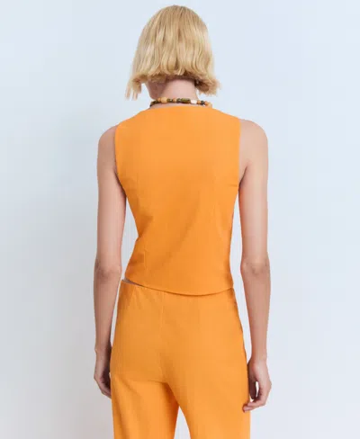 Mango Buttons Cotton Top Orange In Orange