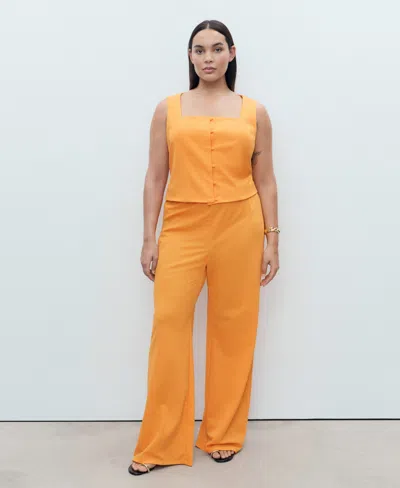 Mango Buttons Cotton Top Orange In Orange