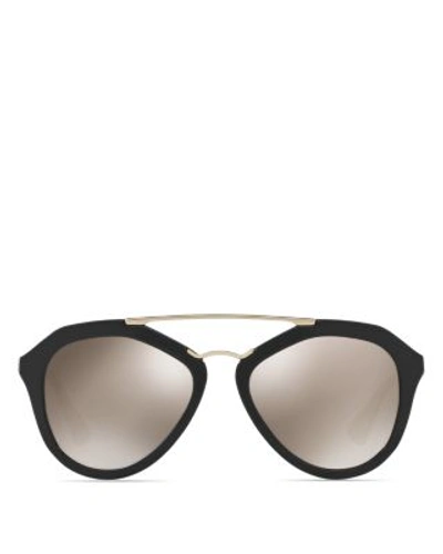 Prada Catwalk Combo Aviator Sunglasses, 54mm In Black/gold Mirror