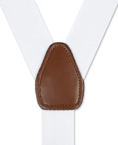 Club Room Men's Solid Clip End And Button End Convertible Suspender In White