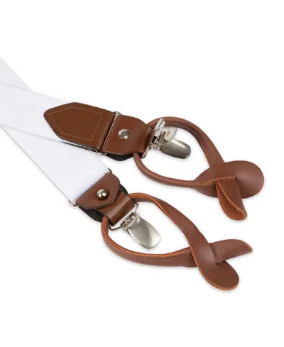 Club Room Men's Solid Clip End And Button End Convertible Suspender In White