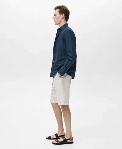 Mango Solid Regular Fit Button-up Shirt In Blue