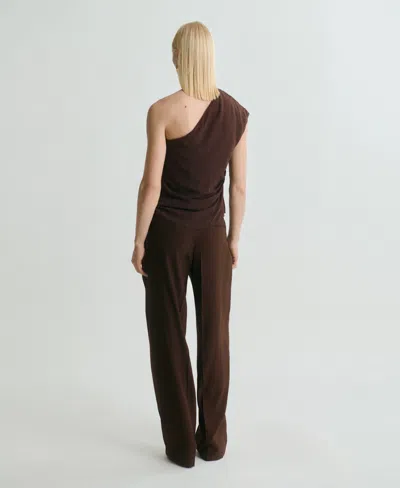 Mango One-shoulder Top In Brown