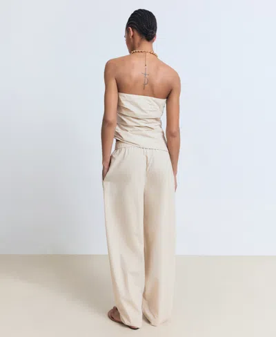 Mango Asymmetrical Strapless Top In Neutral