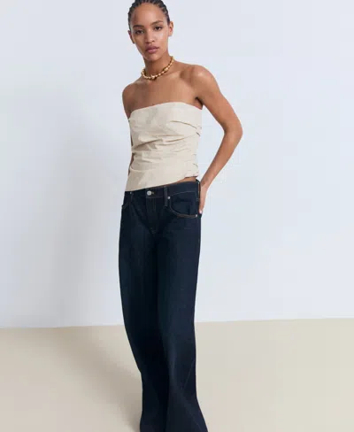 Mango Asymmetrical Strapless Top In Neutral