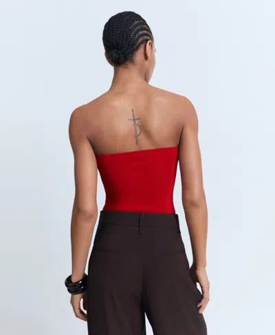 Mango Strapless Fitted Top Red In Red