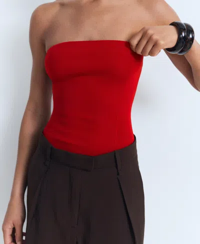 Mango Strapless Fitted Top Red In Red