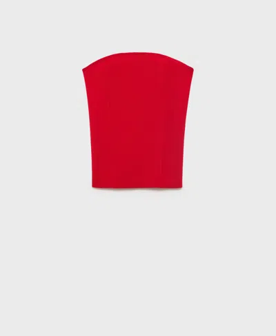 Mango Strapless Fitted Top Red In Red