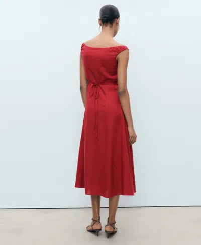 Mango Linen-blend Dress With Buttons Dark Orange In White