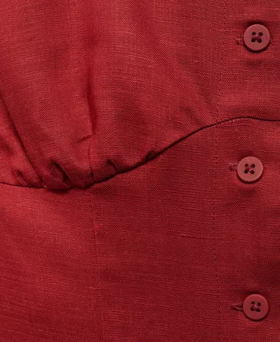 Mango Linen-blend Dress With Buttons Dark Orange In White