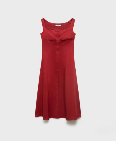 Mango Linen-blend Dress With Buttons Dark Orange In White
