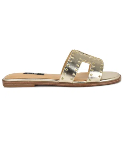 Nine West Women's Giny Cutout Flat Slide Sandals In Gold