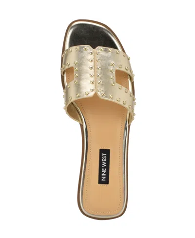 Nine West Women's Giny Cutout Flat Slide Sandals In Gold