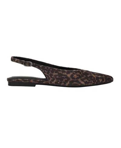 Calvin Klein Galiana Slingback Pointed Toe Flat In Brown