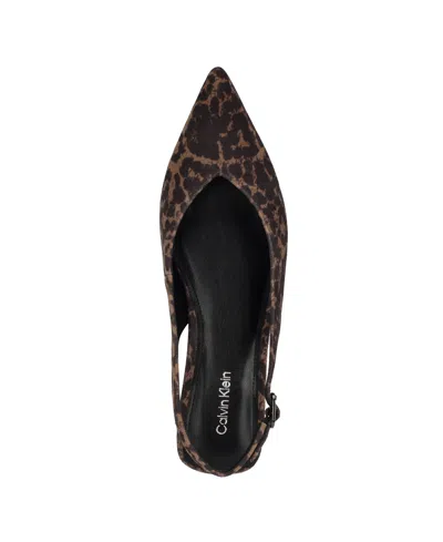 Calvin Klein Galiana Slingback Pointed Toe Flat In Brown