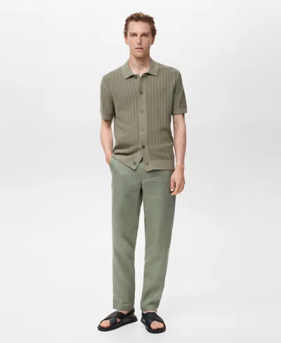 Mango Men's Cotton Structure Shirt In Green