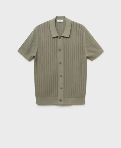 Mango Men's Cotton Structure Shirt In Green