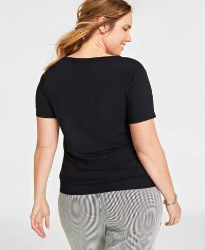 On 34th Women's Ribbed T-shirt, Created For Macy's In Black