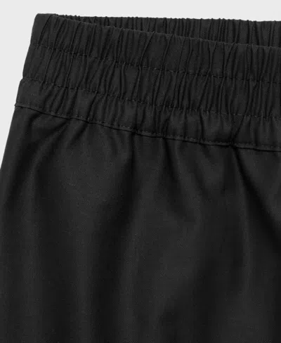 Mango Satin Shorts With Embroidered Hem Black In Black