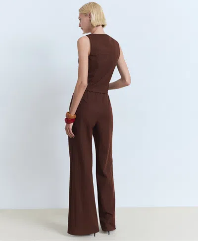 Mango Cropped Kick Flare Pants In Brown