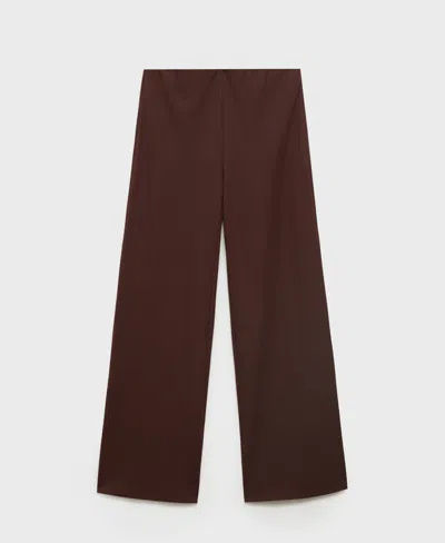 Mango Cropped Kick Flare Pants In Brown
