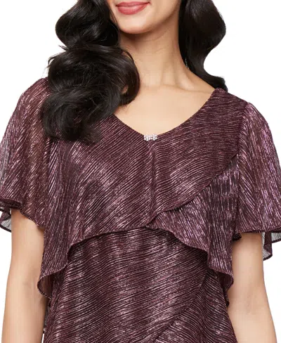 Sl Fashions Tiered Shimmer Shift Dress In Brown