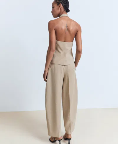 Mango Cotton Mix Tailored Halter Waistcoat Co-ord In Brown