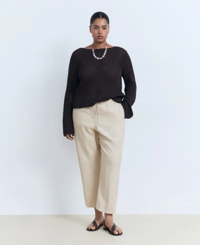 Mango Women's Drawstring Linen Pants In Sand