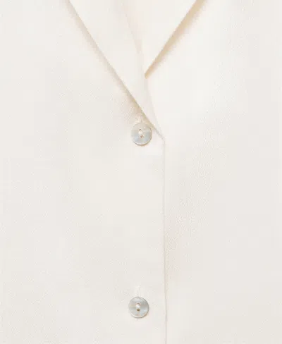 Mango Short-sleeved Satin Shirt Off White In White