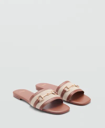 Mango Sandals With Buckle Strap Leather In Brown