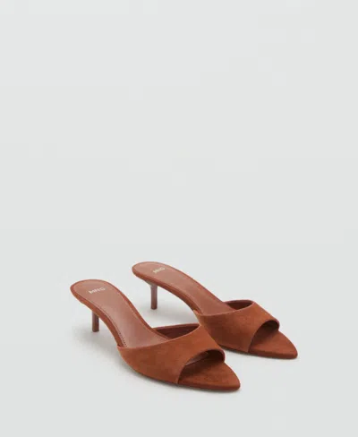 Mango Women's Kitten Heel Leather Sandals In Orange