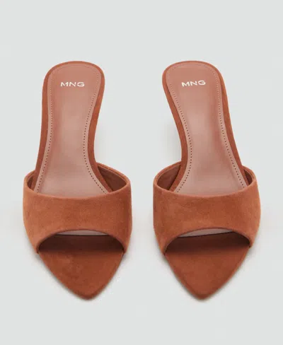 Mango Women's Kitten Heel Leather Sandals In Orange