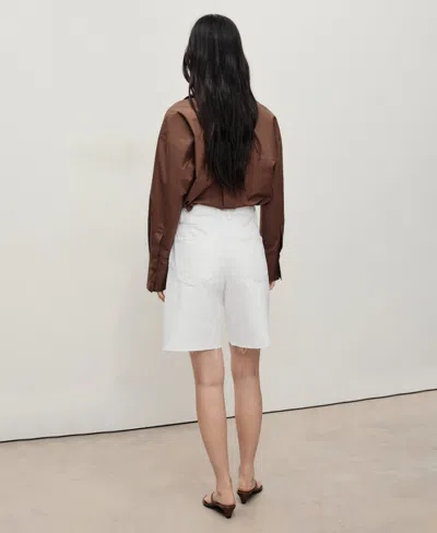 Mango Women's Frayed Hem And Pleats Denim Shorts In White