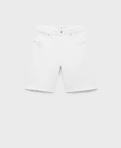 Mango Women's Frayed Hem And Pleats Denim Shorts In White
