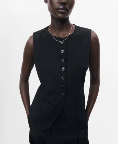 Mango Greta Waistcoat In Black