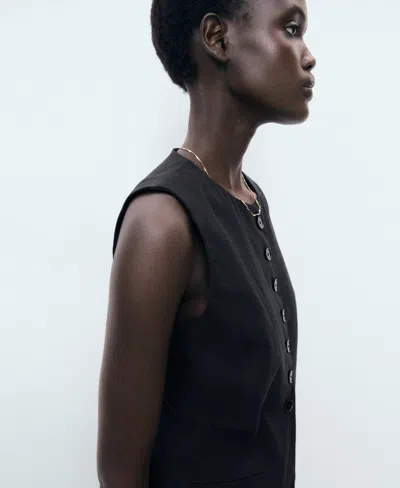 Mango Greta Waistcoat In Black