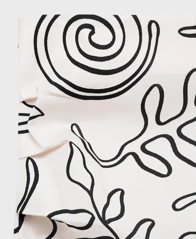 Mango Slit Printed Long Skirt Ecru In Sand