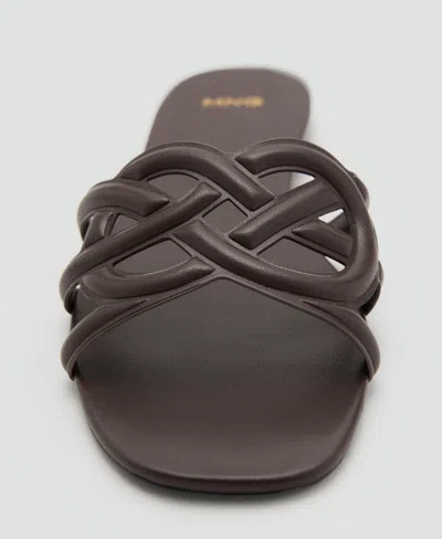 Mango Cross-strap Sandals Chocolate In Brown