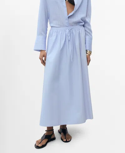 Mango Flared Cotton Skirt Sky Blue In Blue