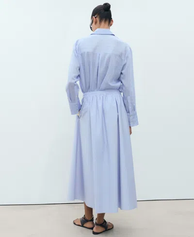 Mango Flared Cotton Skirt Sky Blue In Blue