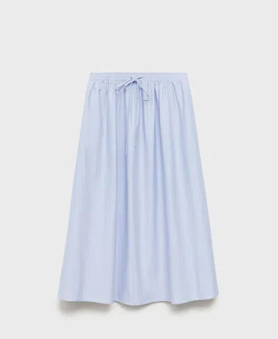 Mango Flared Cotton Skirt Sky Blue In Blue
