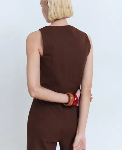 Mango Buttons Cotton Top Chocolate In Brown