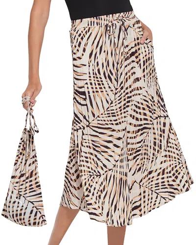 Lyssé Packable Pleated Printed Skirt In Pool Side Palm In Animal Print