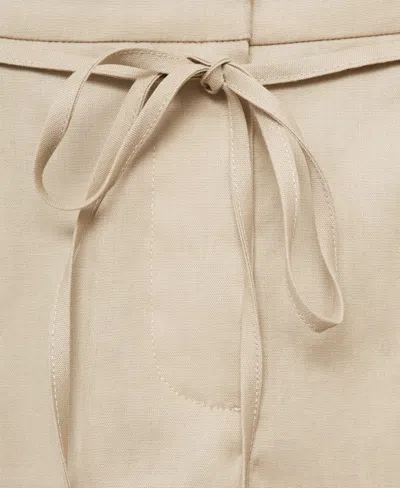 Mango Belted Linen Blend Shorts In Neutral