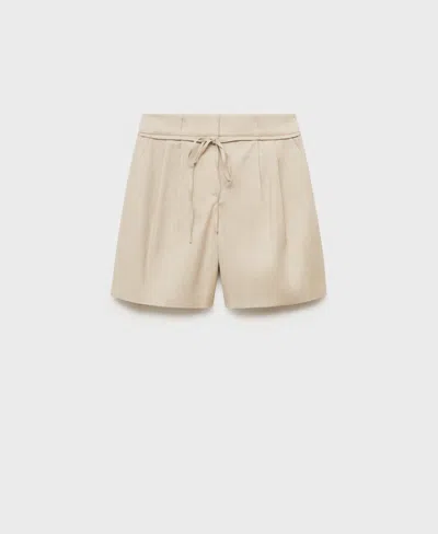 Mango Belted Linen Blend Shorts In Neutral