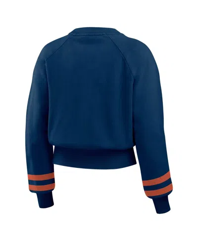 Wear By Erin Andrews Women's Navy Houston Astros Vintage Washed Cropped Pullover Sweatshirt In Blue