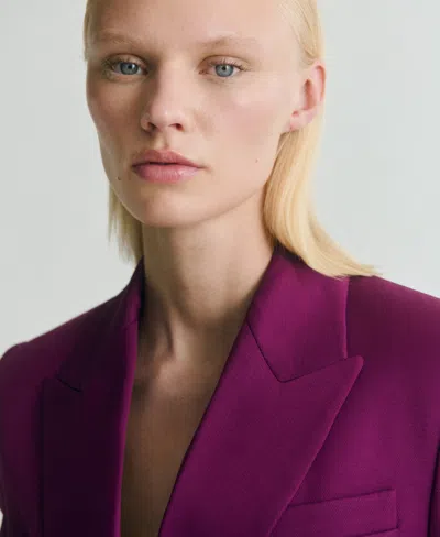 Mango Double-breasted Suit Jacket In Purple