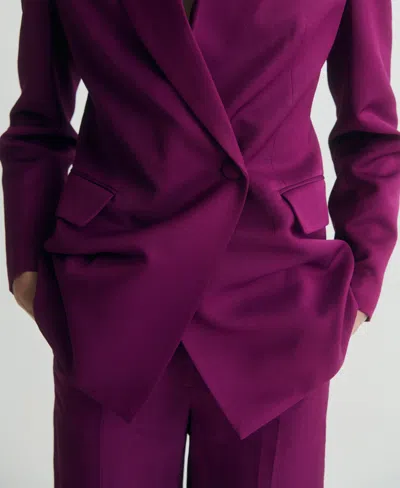 Mango Double-breasted Suit Jacket In Purple