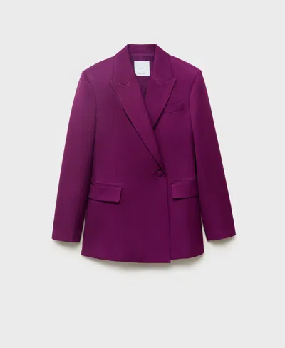 Mango Double-breasted Suit Jacket In Purple