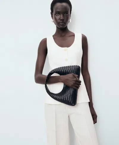 Mango Suit-style Linen Jumpsuit Off White In White